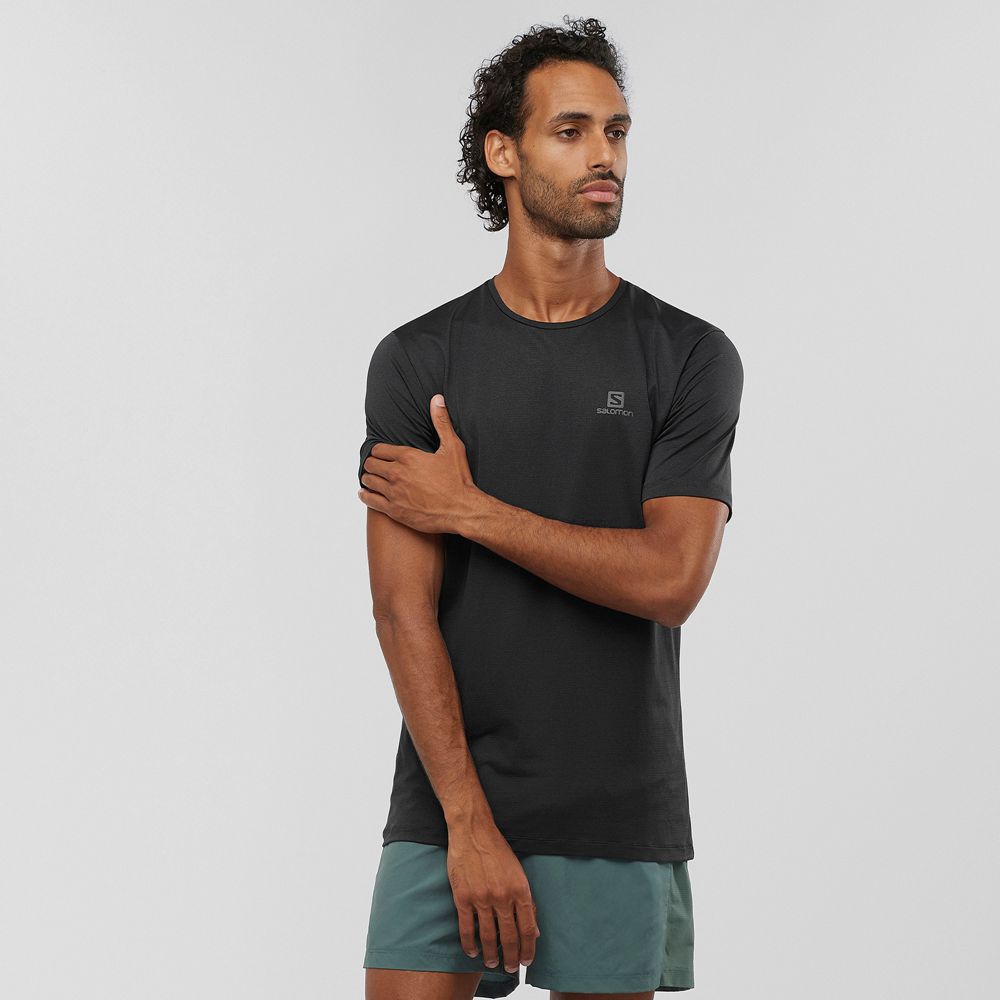 SALOMON AGILE TRAINING Philippines - Men's Tops - Black | 830724-KSH